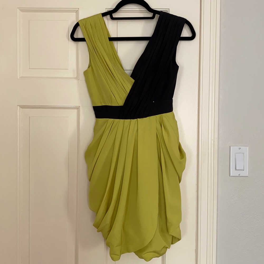 ASOS colorblock green black draped Grecian dress 2